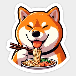 Shiba Inu Loves To Eat Ramen Sticker